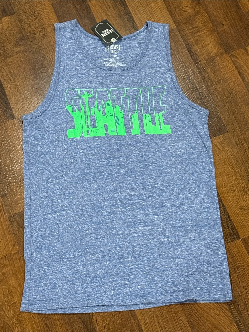 Colorblock Seattle Tank Top - Blue with Neon Green Graphic